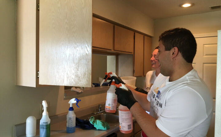 On June 12th, the 2018 JES Holdings interns headed to Hanover Village in Columbia, Missouri. Working as one strong team, the interns were tasked with preparing a previously lived in unit for the move-in of a new resident.