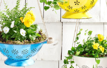 FWM Spring Craft: Converted Colander Planter; Photo And Craft Credit: Country Living