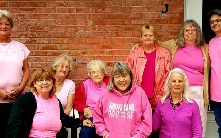 Ironton Estates residents wear pink in support of breast cancer research.