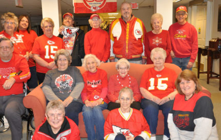Regency Manor Residents Gather At Their Super Bowl Party.