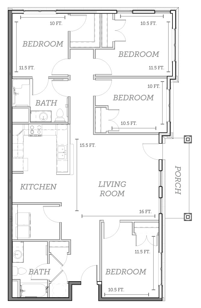 Parkview Terrace | 4 Bed, 2 Bath